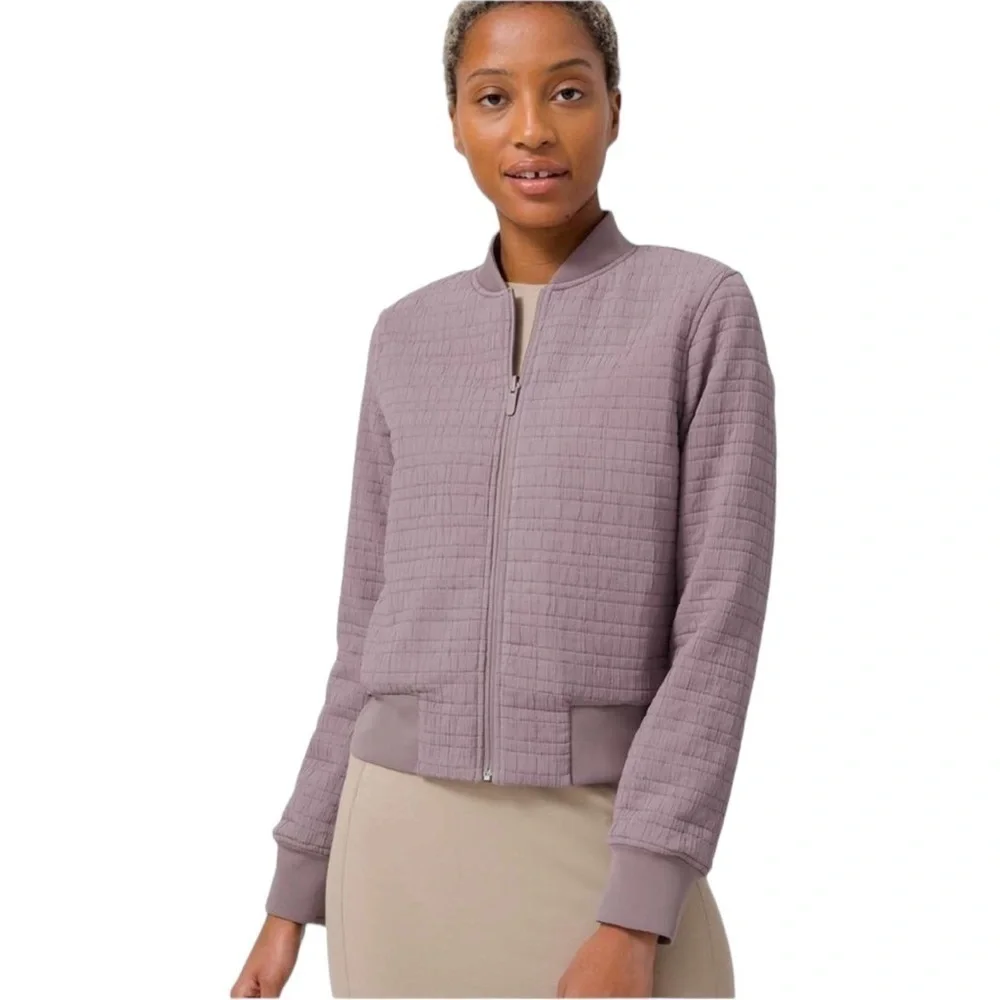 Lululemon Serene Travels Bomber Jacket Sz 6 Purple / Gray